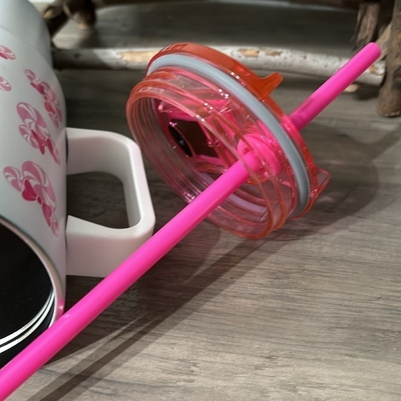 NWT DISNEY ZRIKE BRANDS MINNIE MOUSE PINK PEPPERMINT CHRISTMAS TUMBLER W/STRAW - Picture 7 of 10